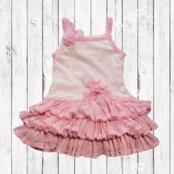 Isabella Chloe Dress Sleeveless White w/ Pink Layered Tule attached Skirt 24 M - Picture 2 of 16